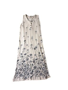 Earth Angels Sz XS White Floral Sleeveless Nightgown Chemise